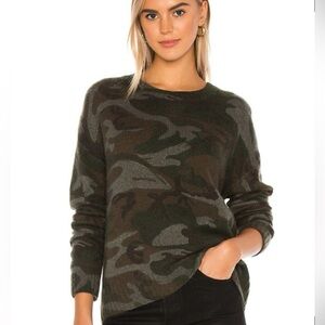 Rails Percy 100% Wool Cropped Camo Sweater in Jungle Green, size Large